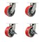 Service Caster 8'' Heavy Duty Red Poly on Cast Iron Wheel Swivel Caster Set with 2 Brakes, 4PK CRAN-SCC-KP92S830-PUR-RS-2-SLB-2 - alternate 1